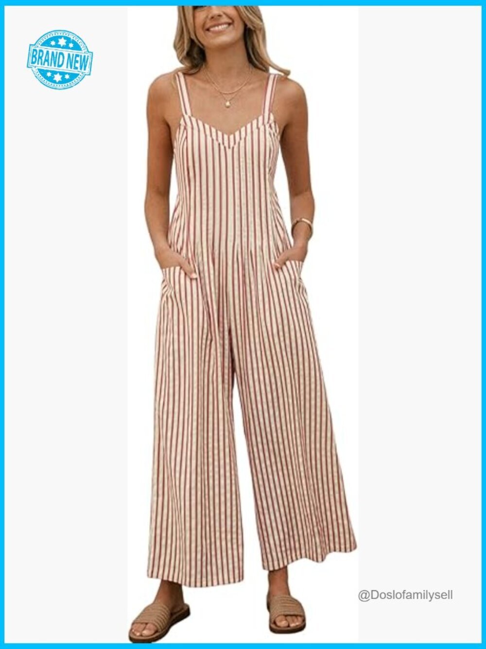 Striped Sleeveless Smocked Cutout Back Wide Leg Maxi Jumpsuit Romper